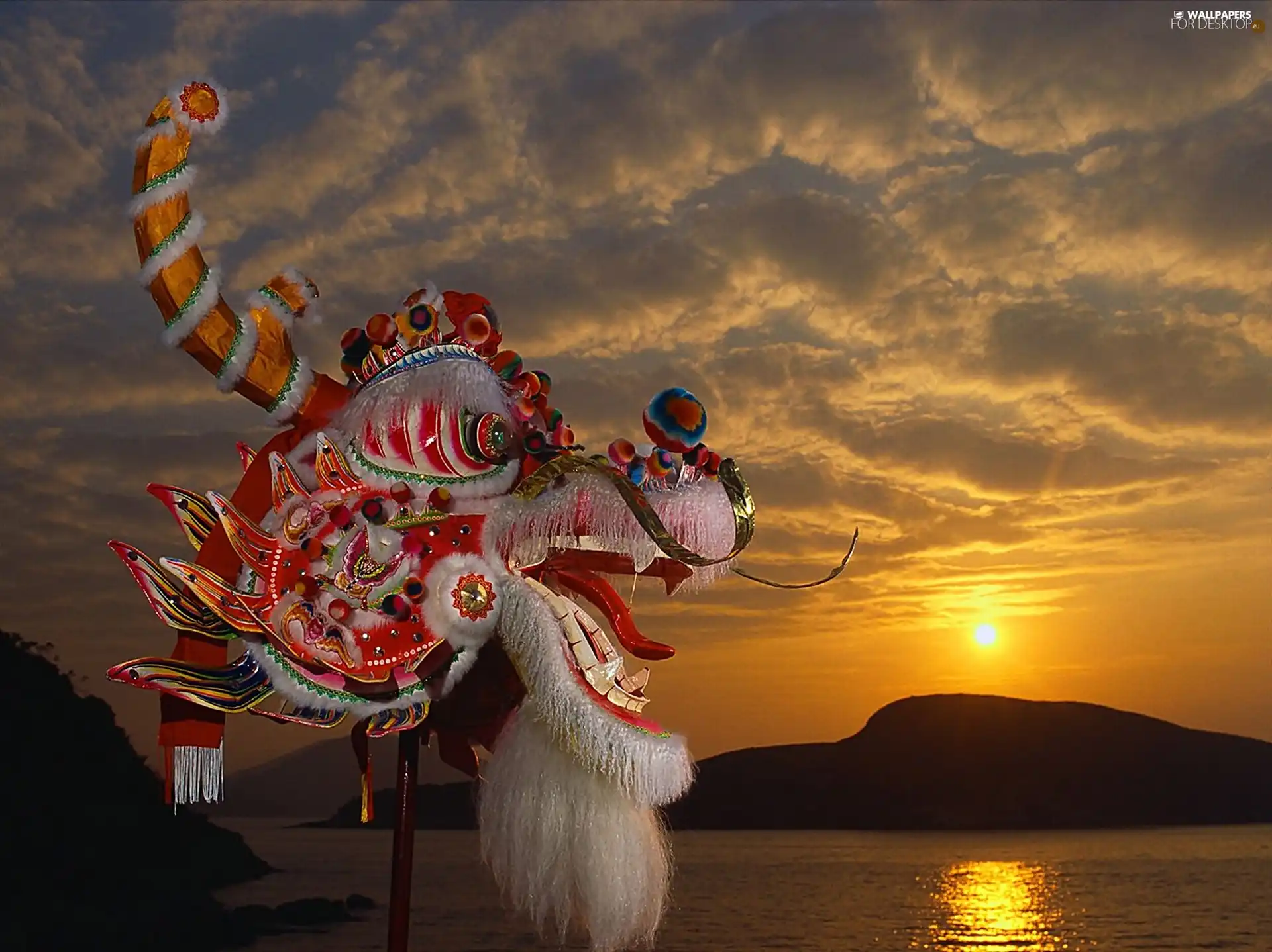 west, sea, dragon, colors, Mask