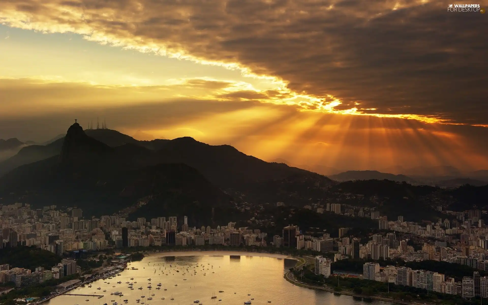 sun, rays, Brazil, west, Rio de Janeiro