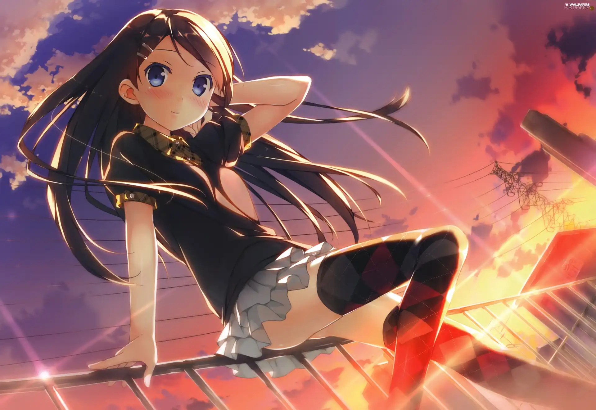 west, sun, Anime, girl, Manga