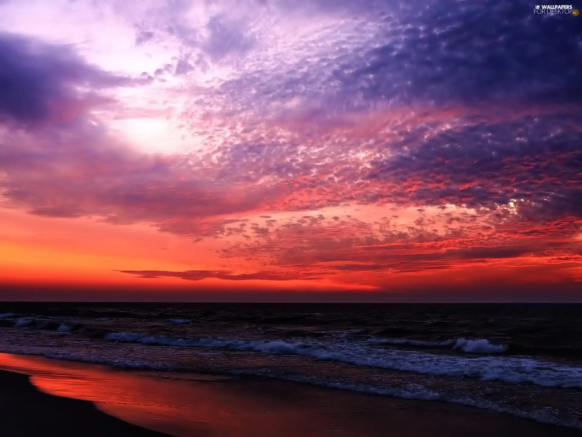 west, sun, clouds, sea, Sky
