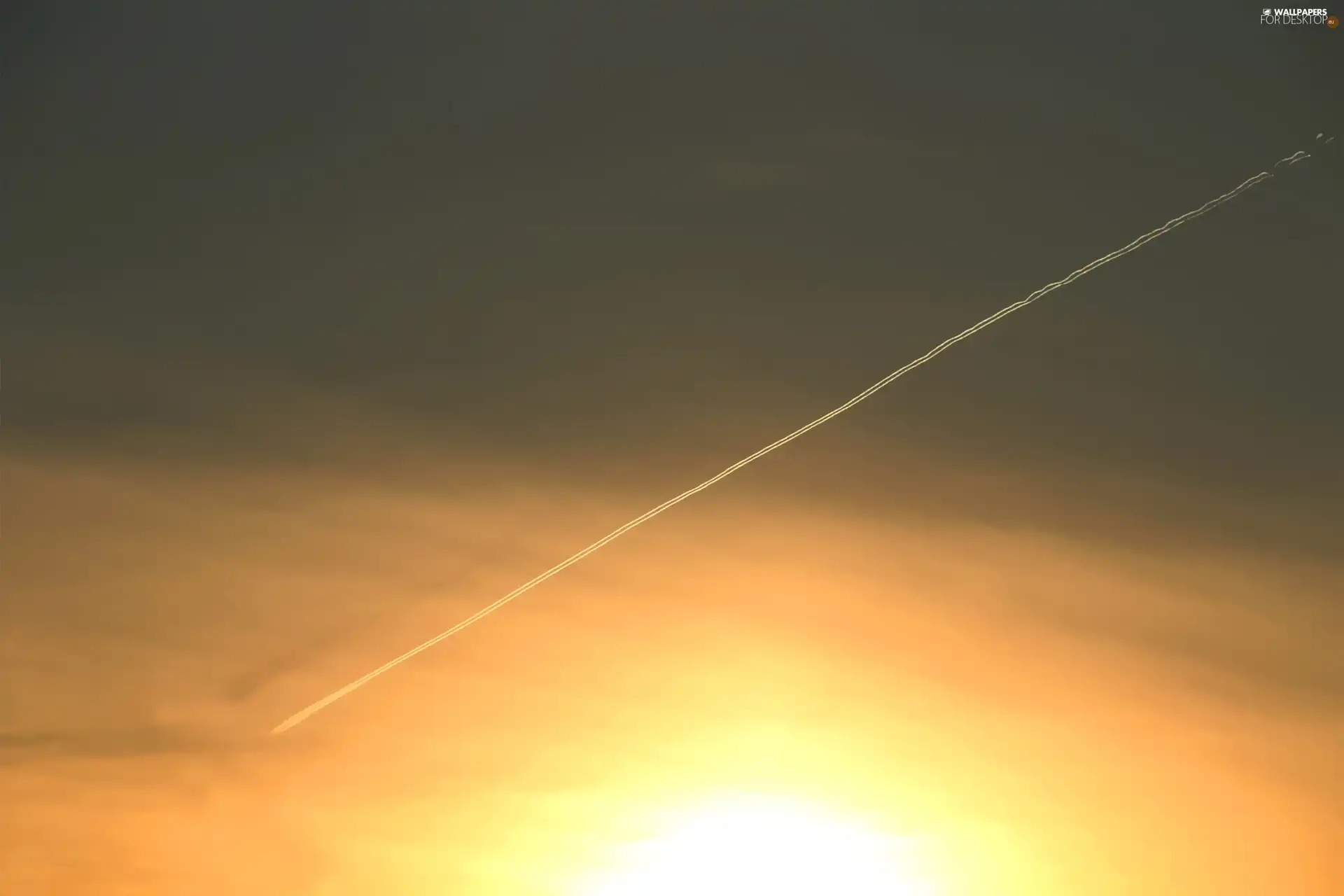 west, sun, plane, Sky, streak