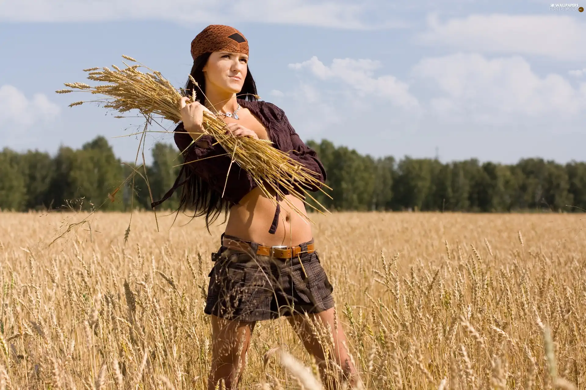 Women, corn, wheat, Belly