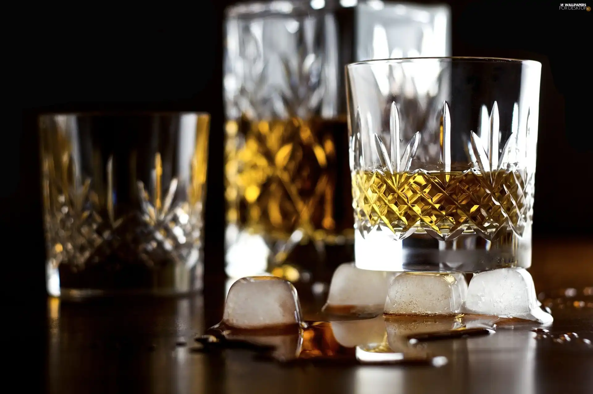 Whisky, glasses, Icecream