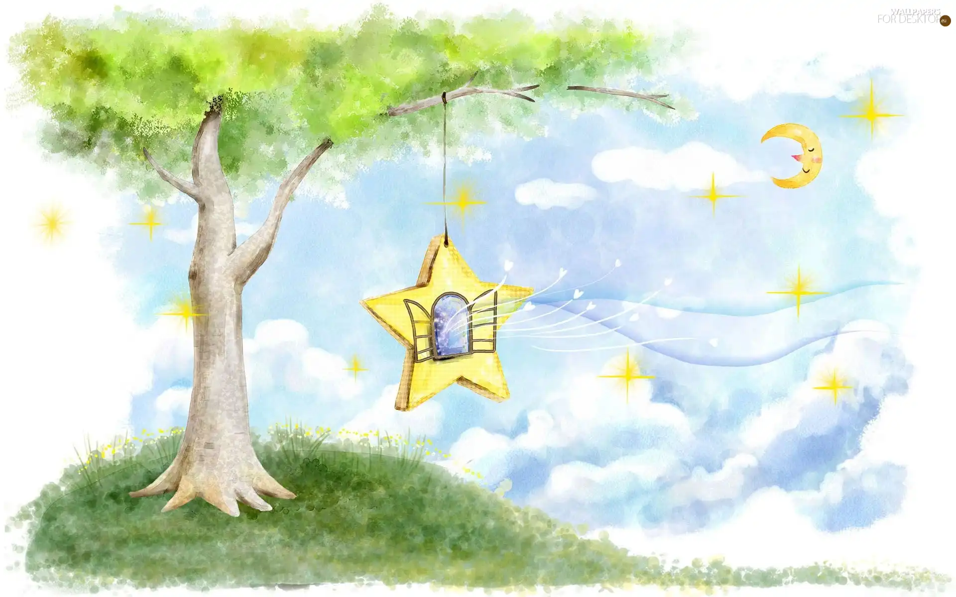land, star, Window, fantasy