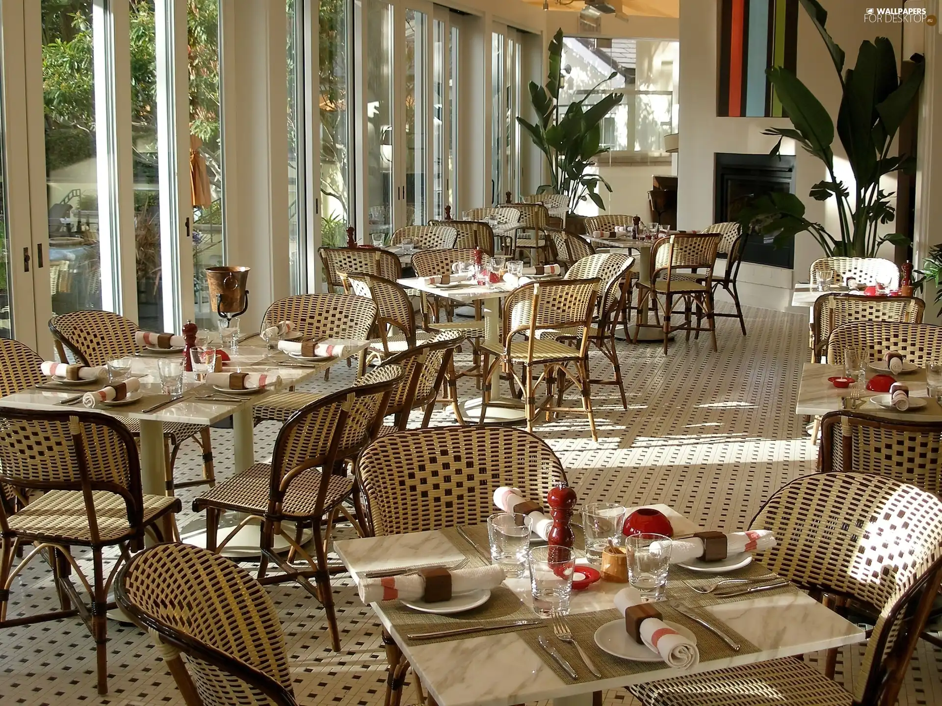 Restaurant, Caps, Window, Tables