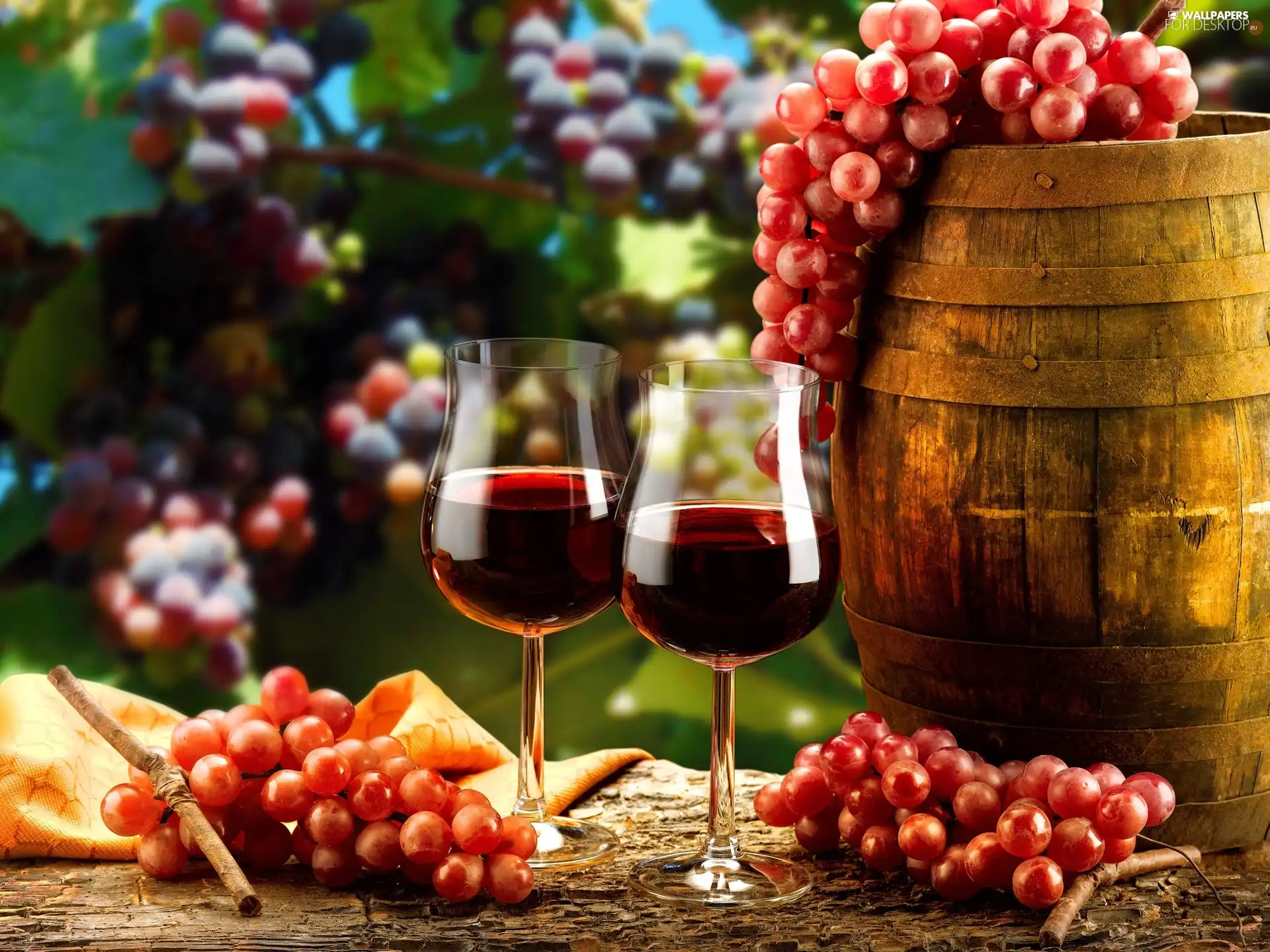 Wine, composition, Cask, glasses, Grapes