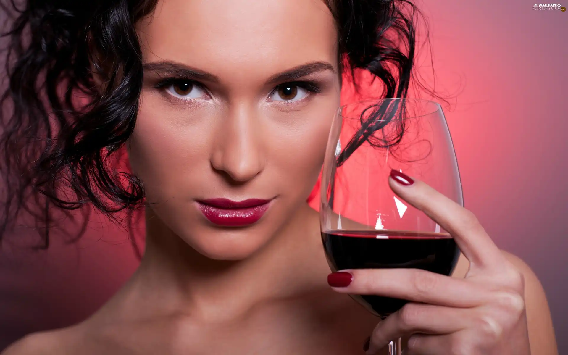 model, Red, Wine, make-up