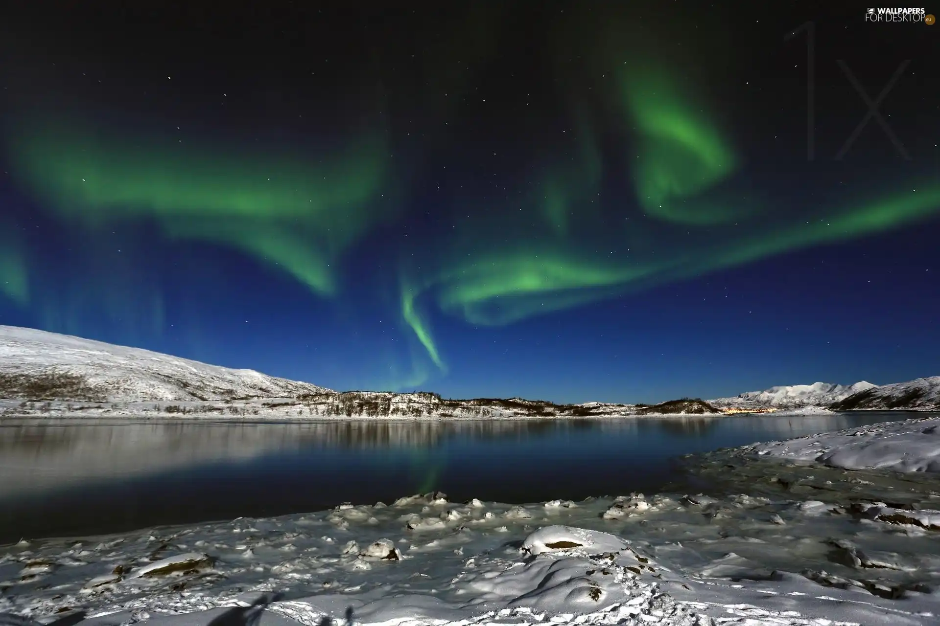 dawn, lake, winter, Polaris