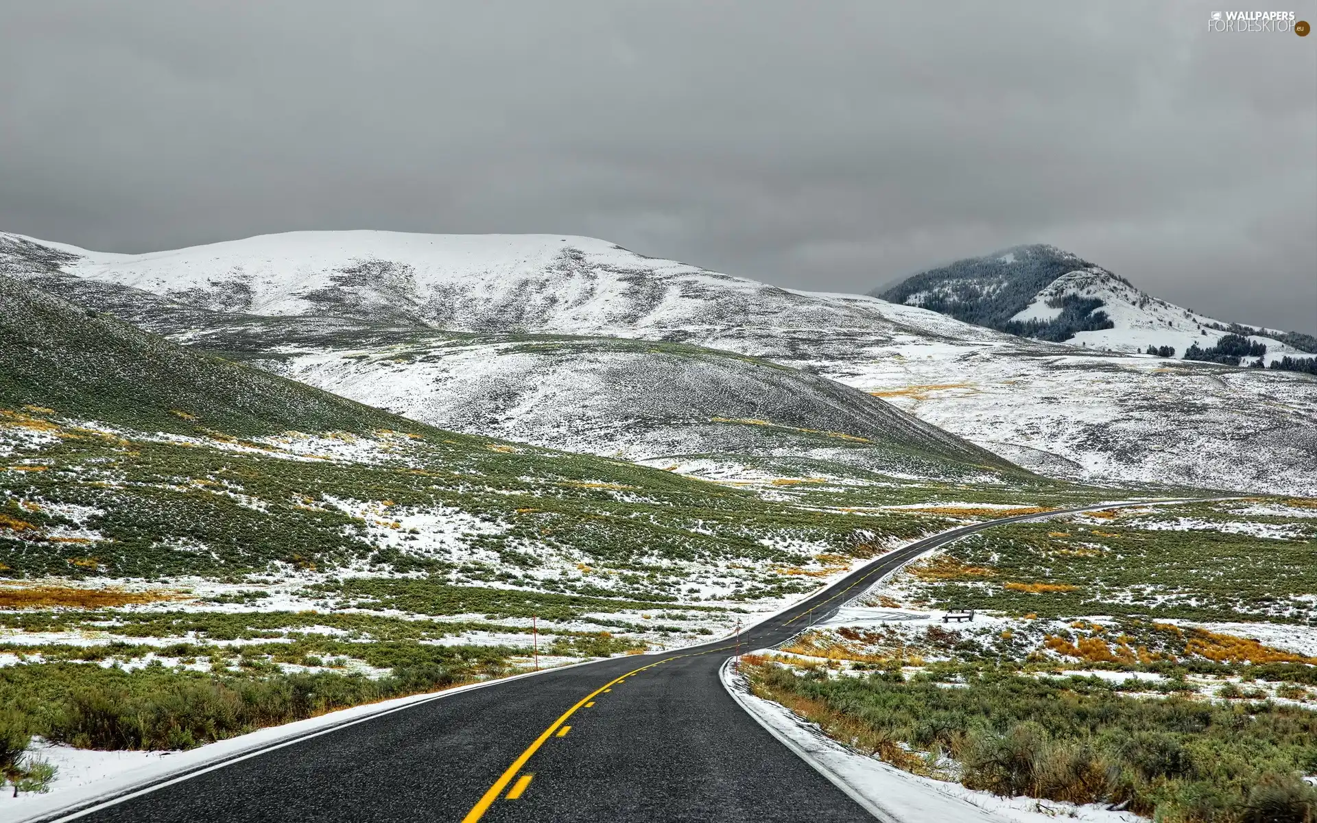 winter, Mountains, Way