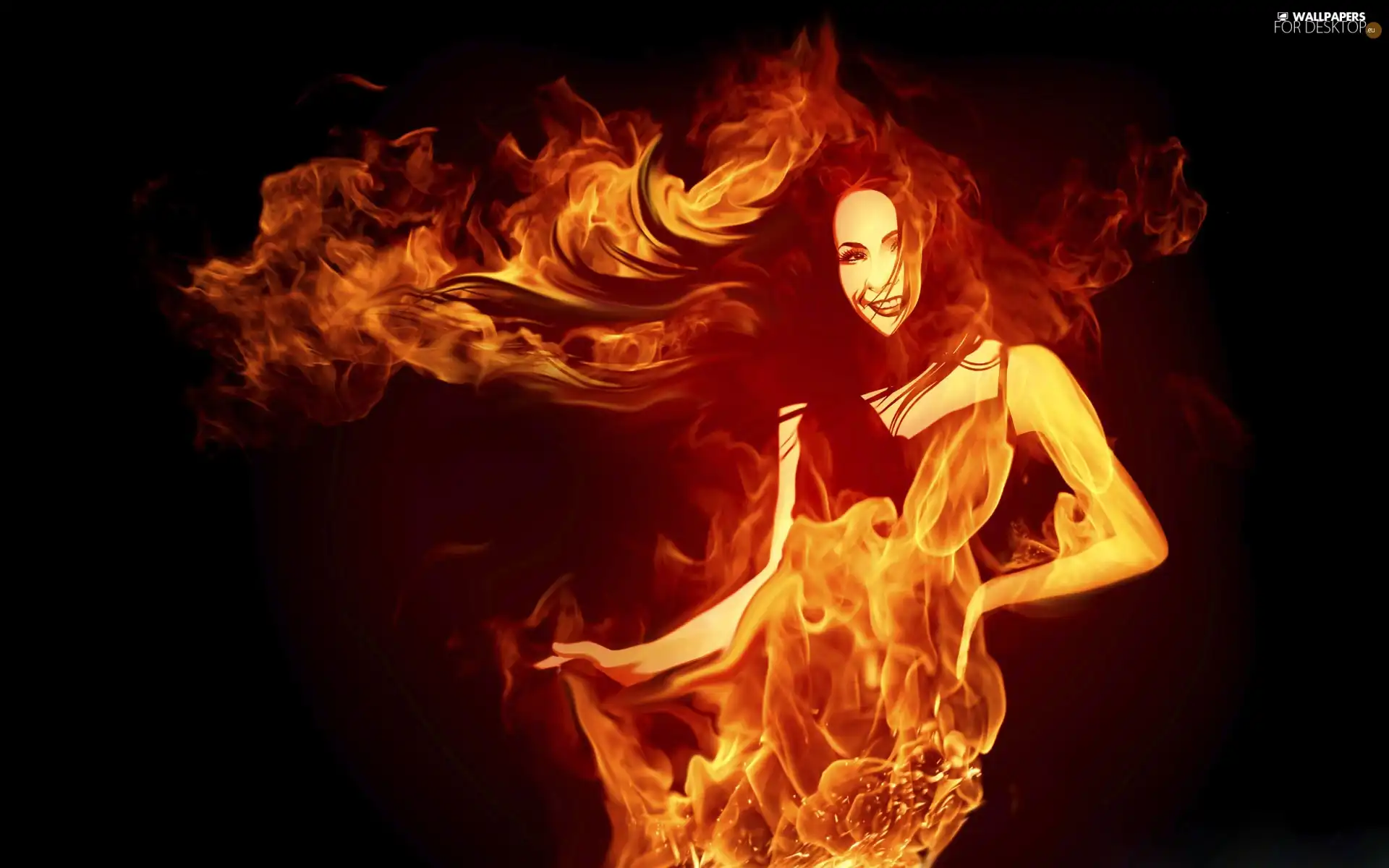 Women, smiling, Fire