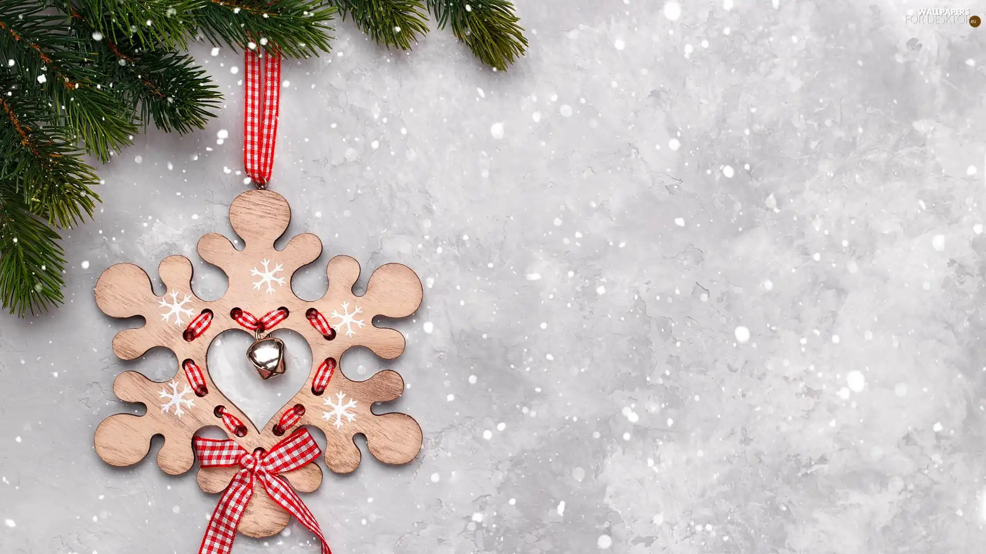 Pendant, Twigs, Bell, Wooden, decoration, snowflake, ribbon