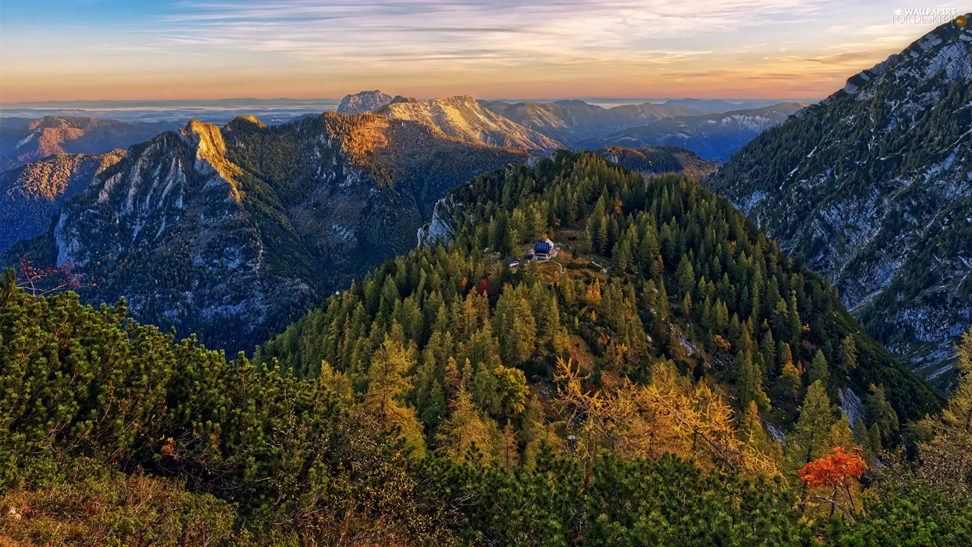 Mountains, house, hostel, woods