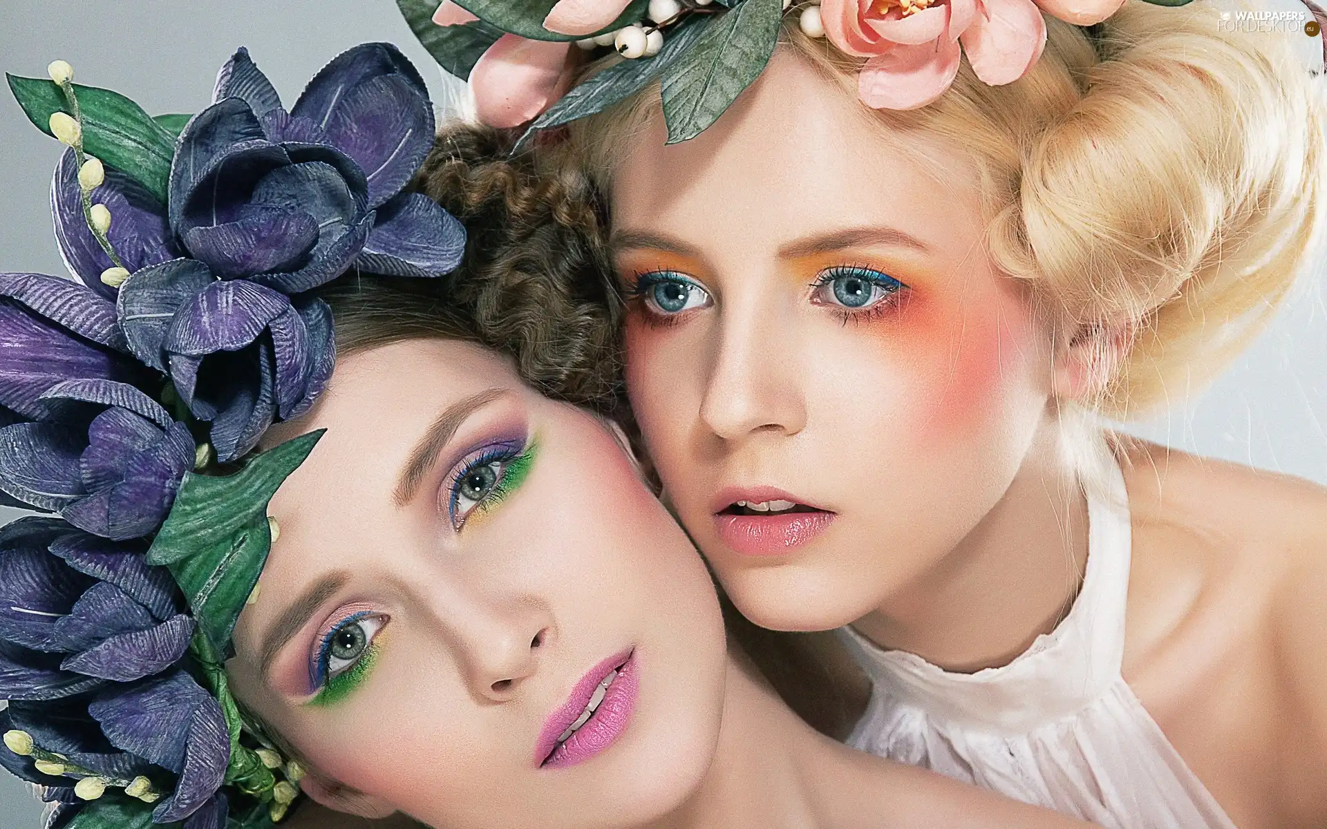 Two, make-up, wreath, Womens