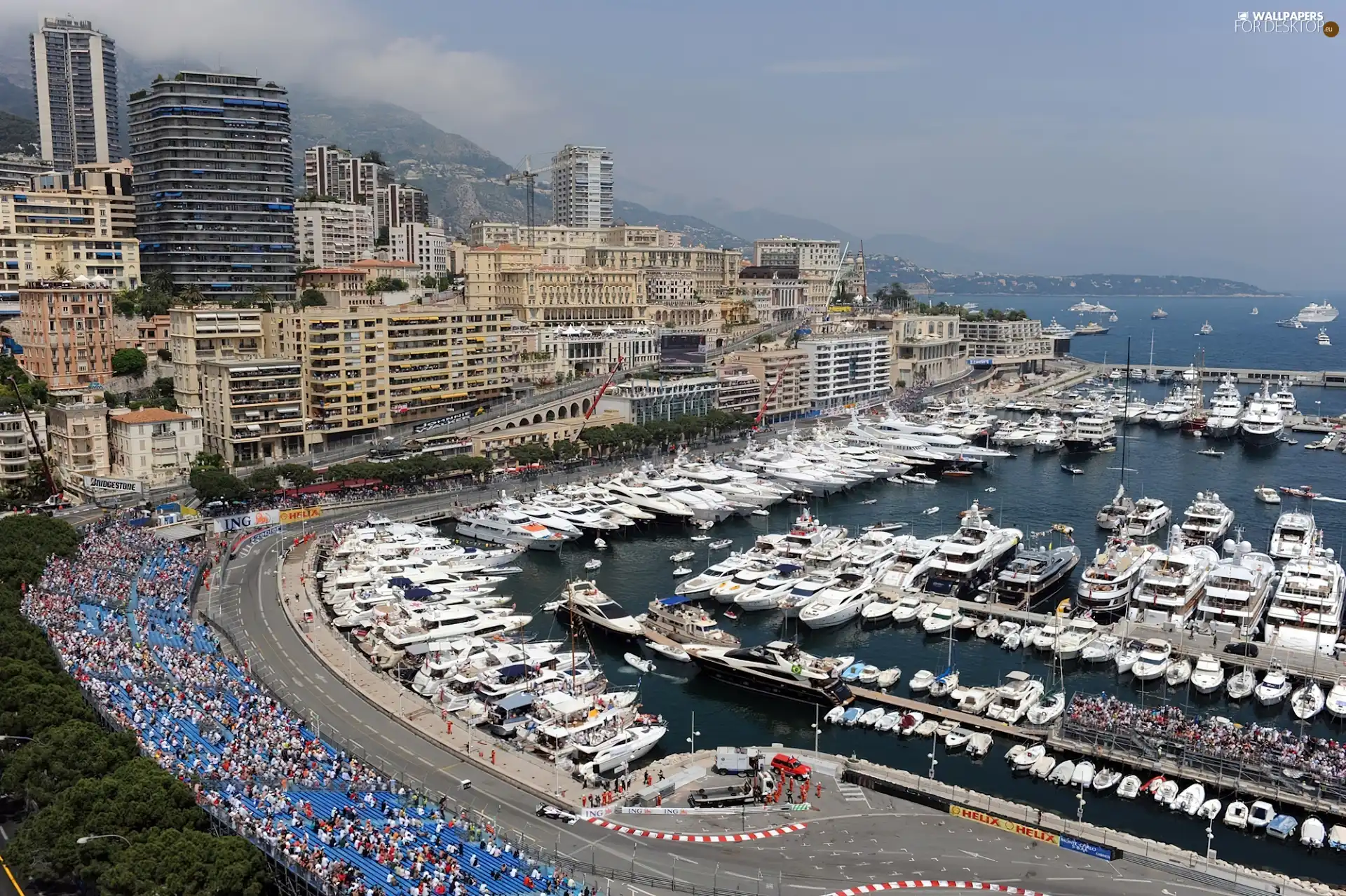 town, Monaco, Yachts, vessels, port, panorama