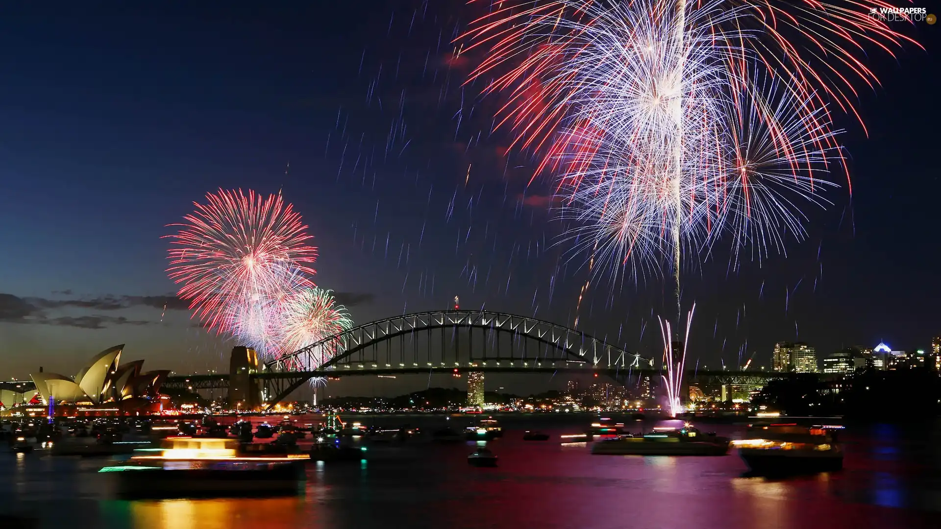 year, fireworks, bridge, New, Sydney