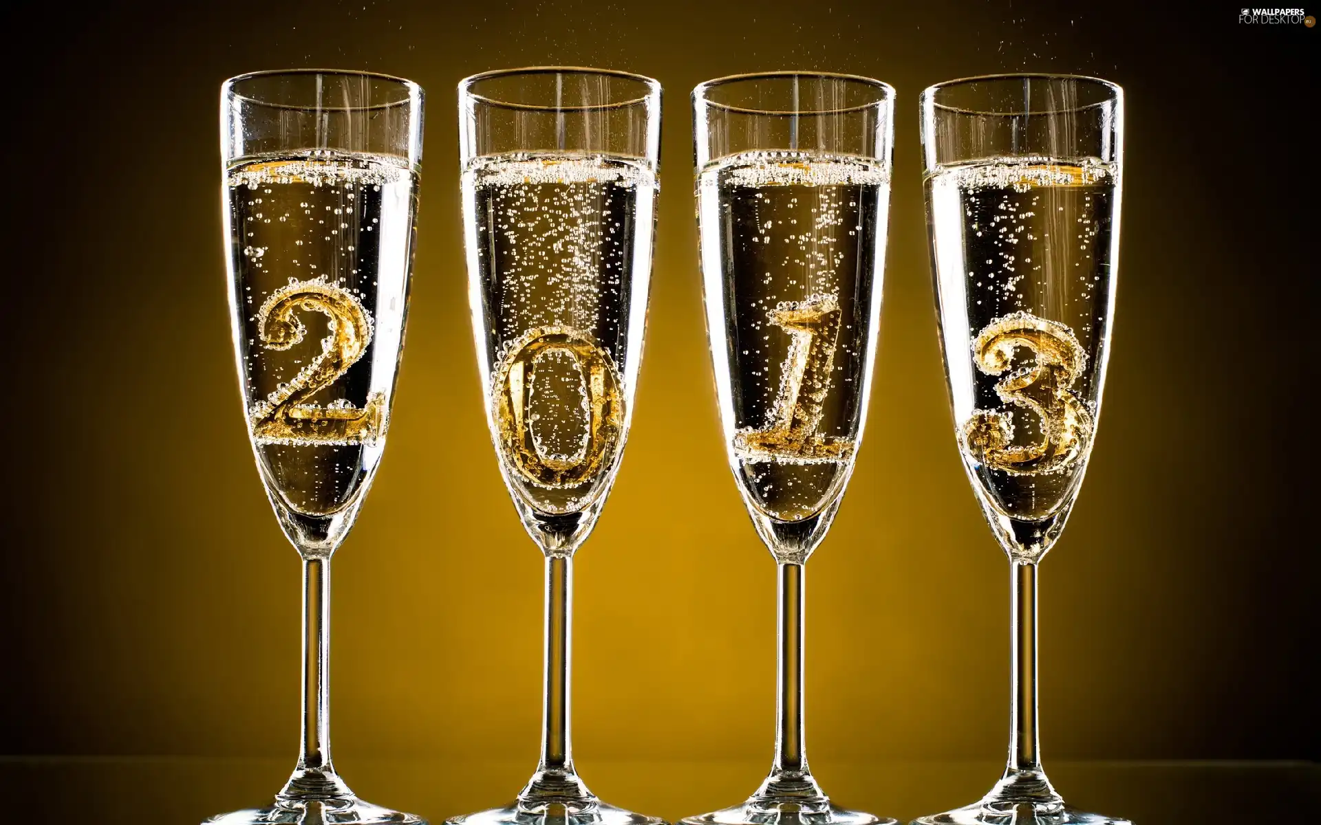 glasses, New, year, Champagne