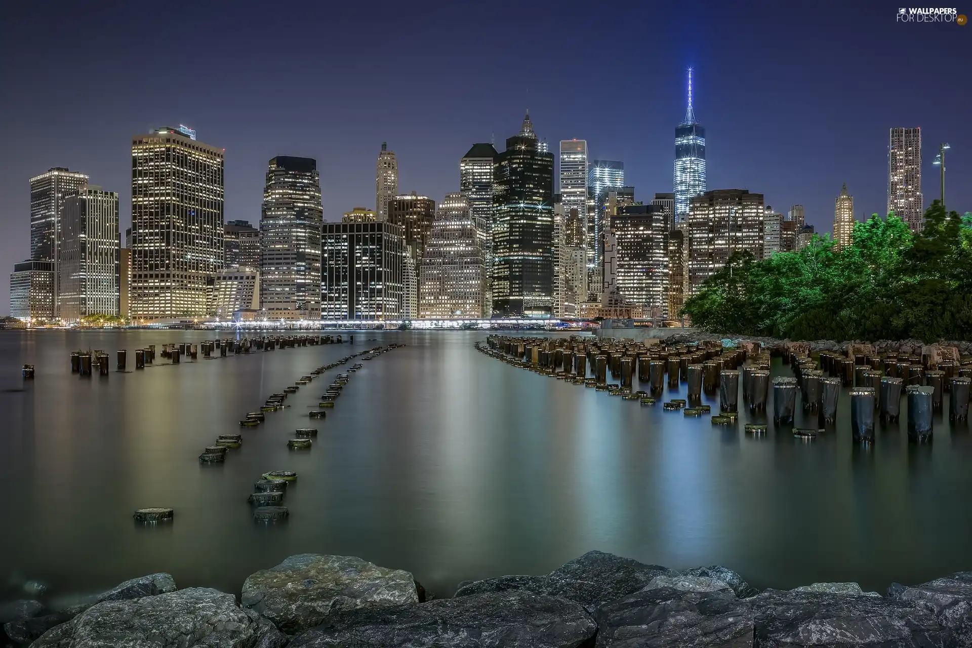 Manhattan, City at Night, New York, Lower, The United States