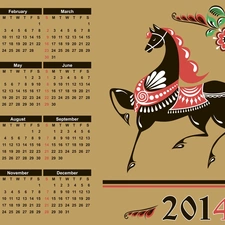 Horse, Calendar, 2014 Year