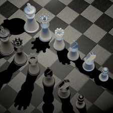 chess, pieces, 3D Graphics, checkerboard