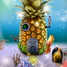 3D, ananas, house