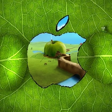 green ones, Apple, 3D, logo