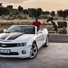 Horse, Chevrolet, a man