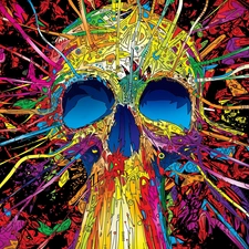 abstraction, skull, colors