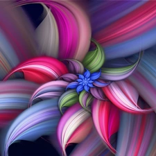 Multicoloured, graphics, abstraction, Colourfull Flowers