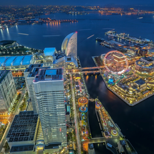 Japan, Tokyo Bay, Aerial View, Yokohama