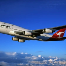 plane, Australian, Airline, clouds