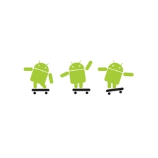 Android, humans, Skateboards