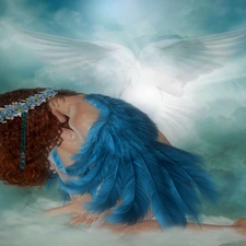 angel, Women, blue