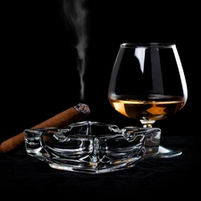 ashtray, cognac, cigar