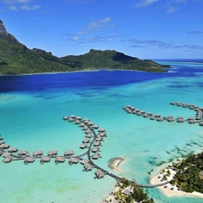 Atol, Houses, Bora, Bora Sea, Island