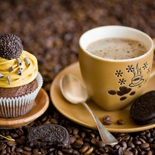 Autumn, leaf, coffee, Cookies, cup