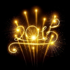2015, Black, background, fireworks