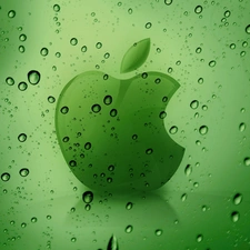 background, dew, Apple, green ones, logo