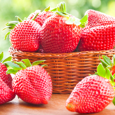 basket, strawberries, wicker