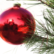 reflection, christmas tree, bauble