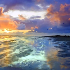 Beaches, color, clouds