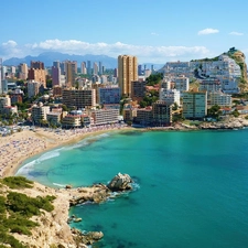 Beaches, sea, Spain, Town, Benidorm
