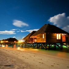 Beaches, sea, an, piles, Houses