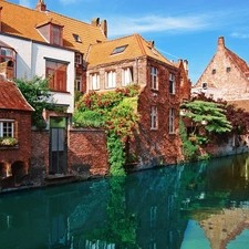 Houses, Bruges, Belgium, canal