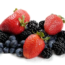 blackberries, strawberries, blueberries