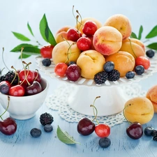 blackberries, composition, cherries, blueberries, peaches