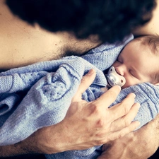 a man, blue, Blanket, babe