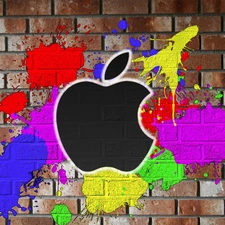 Apple, color, blots, brick