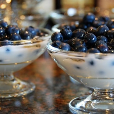 blueberries, desserts, milk