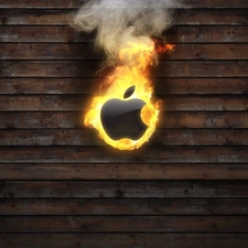 Apple, Flames, boarding, logo