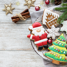 plate, Christmas, Twigs, boarding, baubles, Cookies